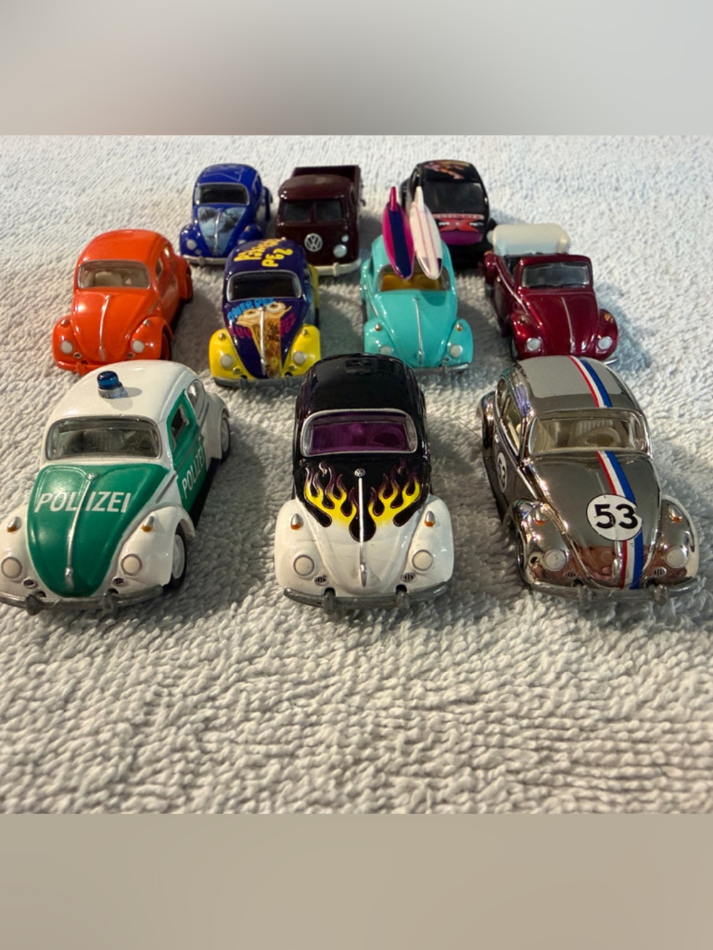 Johnny Lightening Die-Cast VW Volkswagen Beetle Bug Toy Car Collection Set of 10